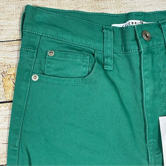 NEW Celebrity Pink Green Slim Straight Ripped Knee Denim Jeans Juniors Size 5/27 - Picture 11 of 11